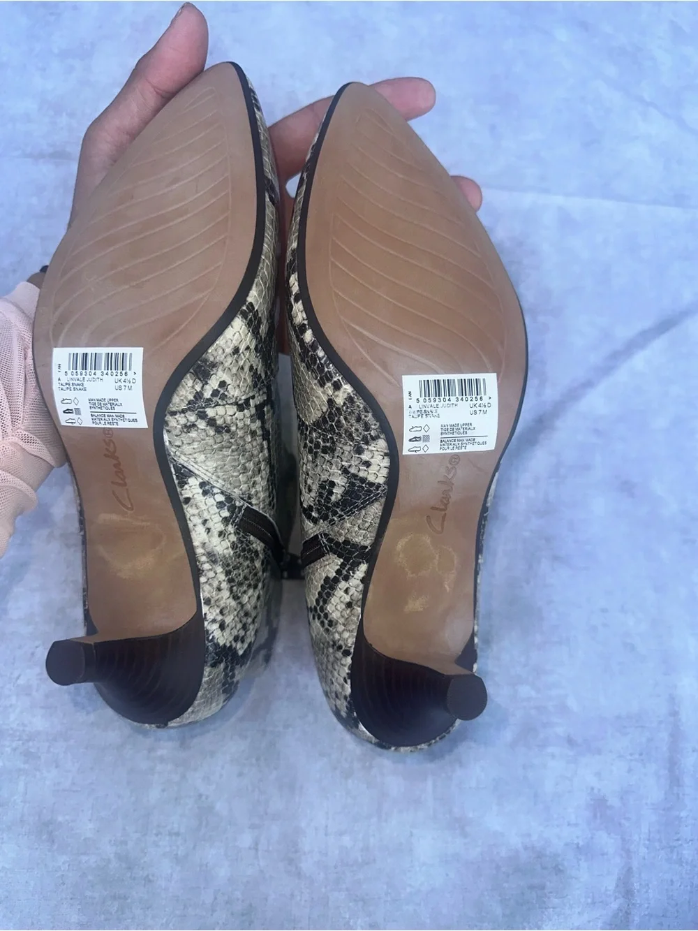 Clarks Snake-Print Pointed Toe Ankle Boots - Beige/Black